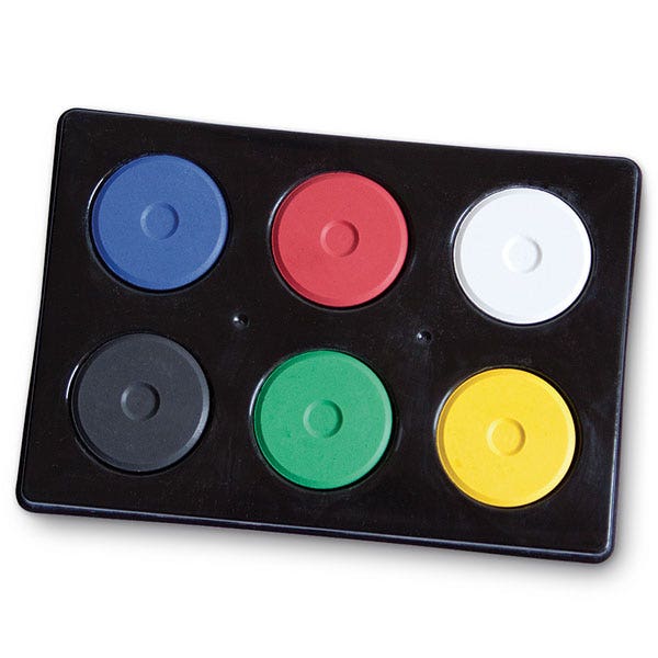 9734868-Jack Richeson® Mini Tempera Cakes - Set of 6 Colors in Black Tray