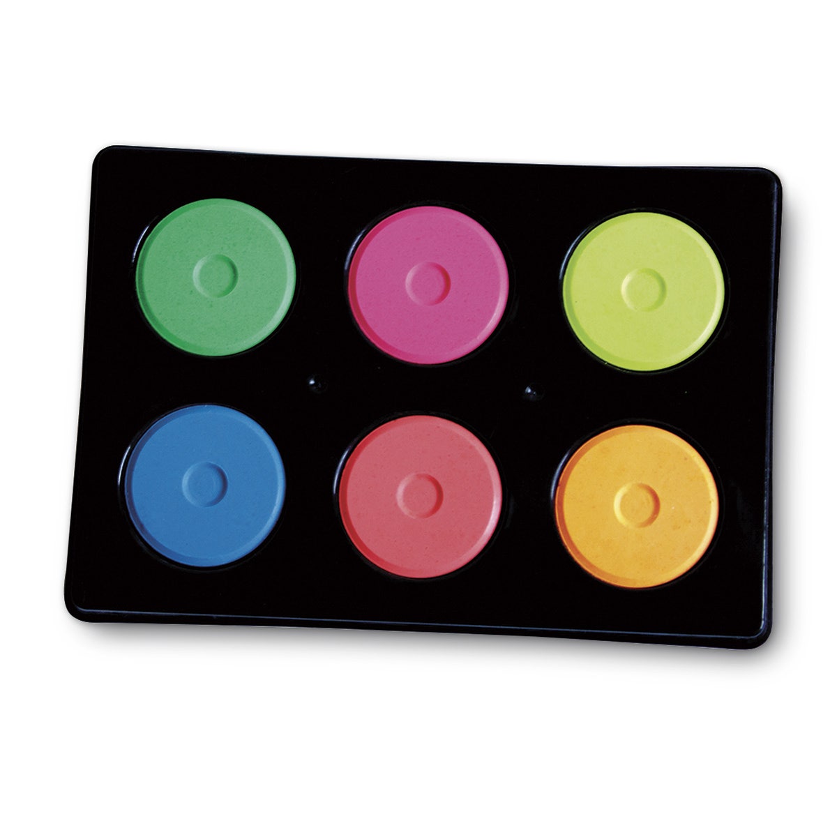 9734869-Jack Richeson® Mini Tempera Cakes - Set of 6 Fluorescent Colors in Black Tray