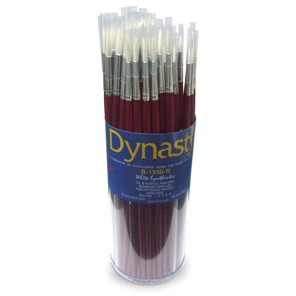 X00009735596-Dynasty White Synthetic Paintbrushes - Set of 60