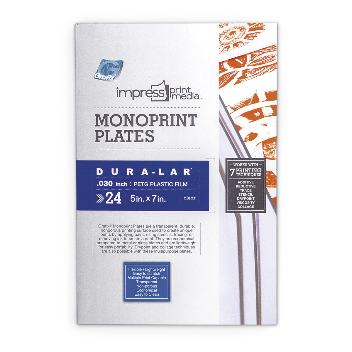 X00009736502-Grafix® Clear Dura-Lar® Monoprint - Pkg. of 24 Plates
