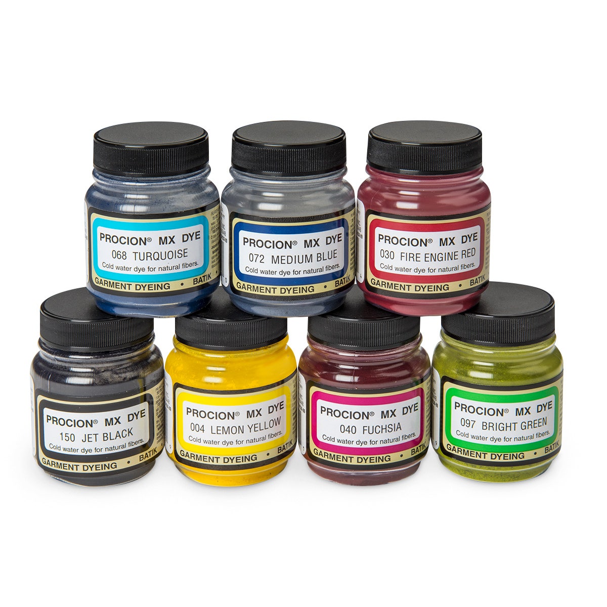 9736539-Jacquard® Procion MX Fiber Reactive Dye Set of 7 - 0.66 oz.