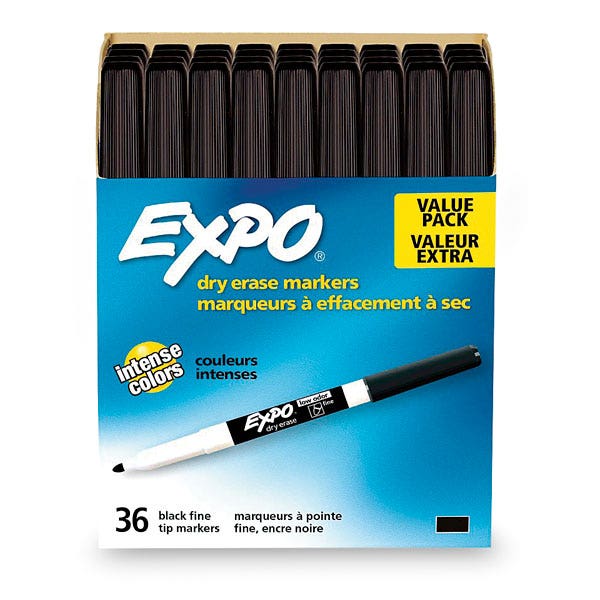 9736774-EXPO® Low-Odor Dry-Erase Markers - Fine Tip - Black