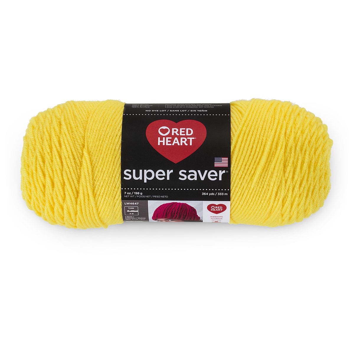 9738062(U)-Red Heart® Super Saver Yarn No Dye Lot - Bright Yellow