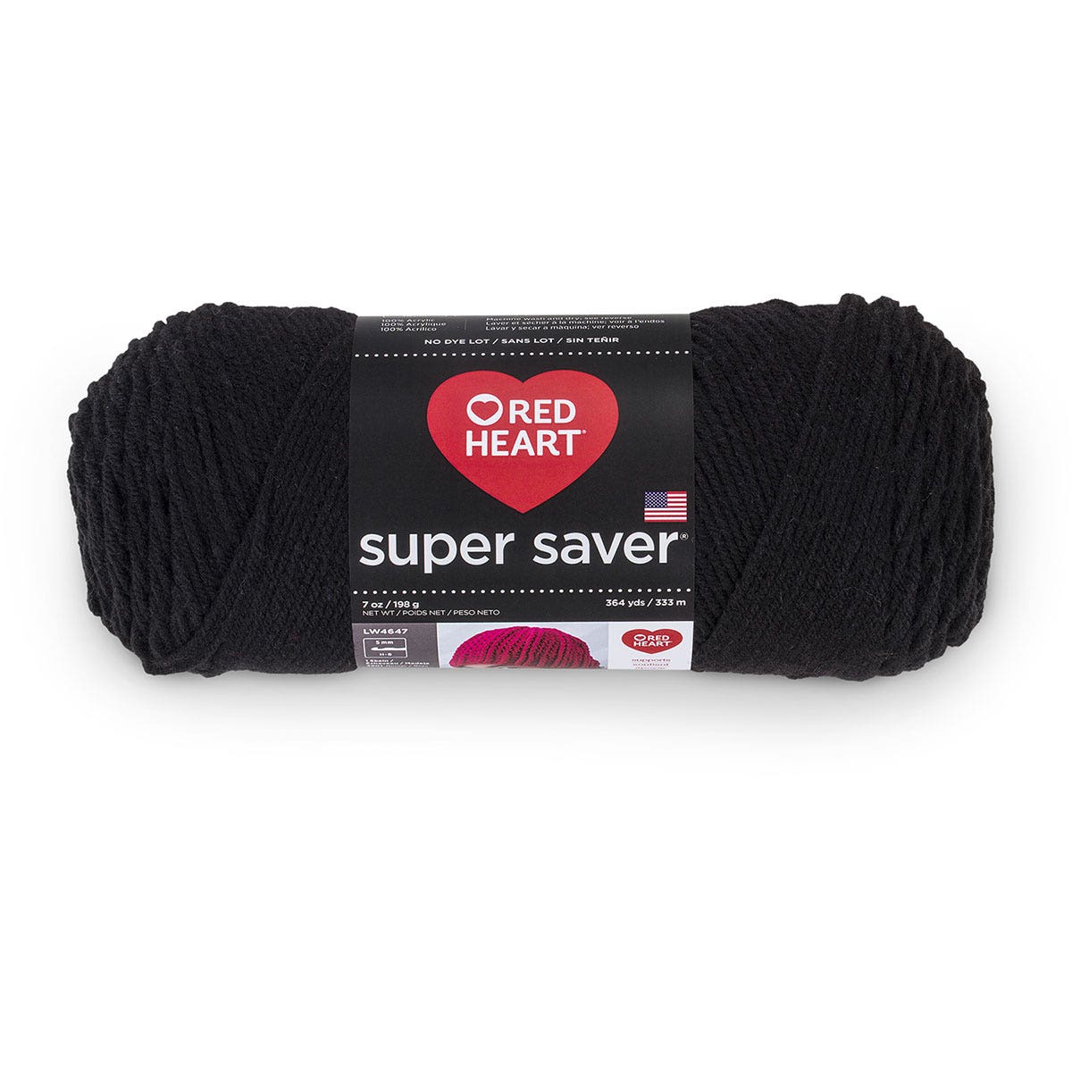 9738062(W)-Red Heart® Super Saver Yarn No Dye Lot - Black