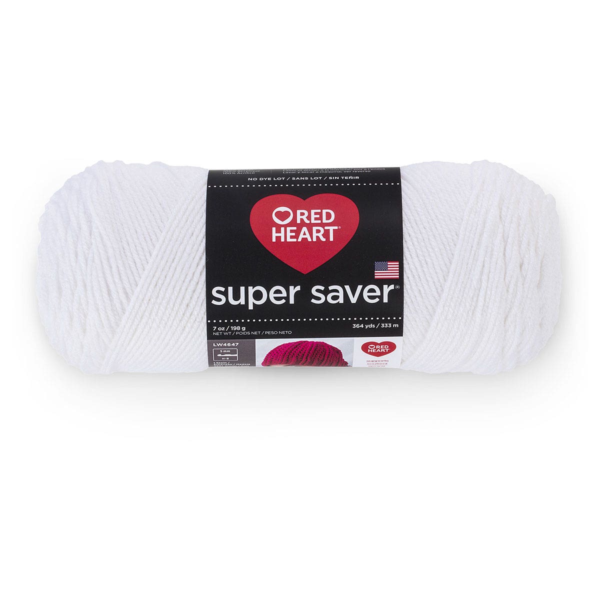 9738062(X)-Red Heart® Super Saver Yarn No Dye Lot - White