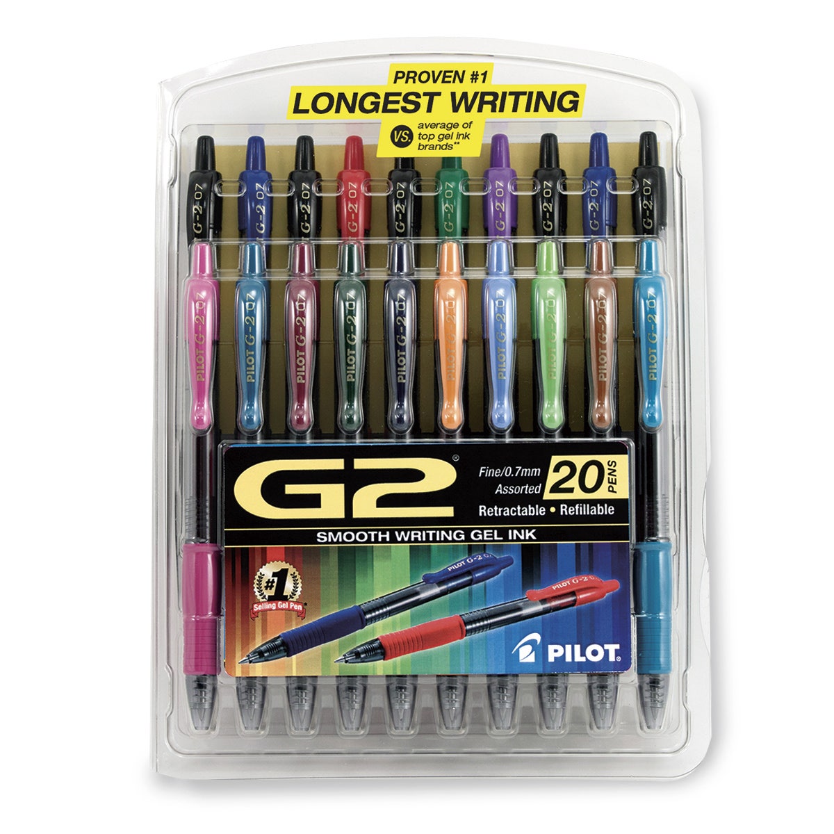 9738070-Pilot G2® Premium Gel Fine Point Roller Pens - Fine Point - Set of 20