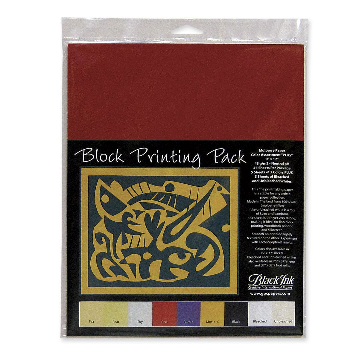 9738110-Mulberry Block Printing Paper - 9 in. x 12 in. - 45 gsm - 45-Sheet Pack