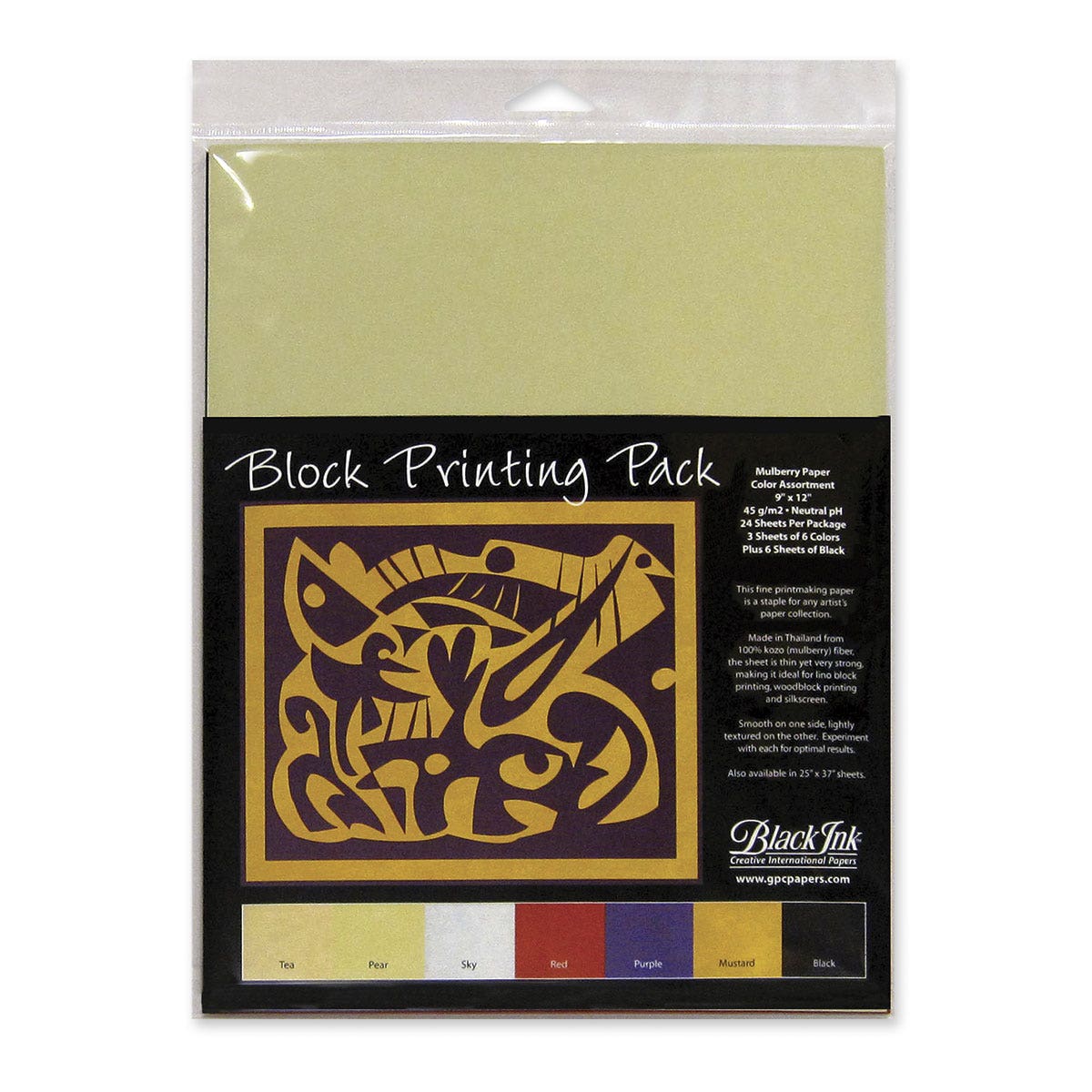 9738111-Mulberry Block Printing Paper - 9 in. x 12 in. - 45 gsm - 24-Sheet Pack