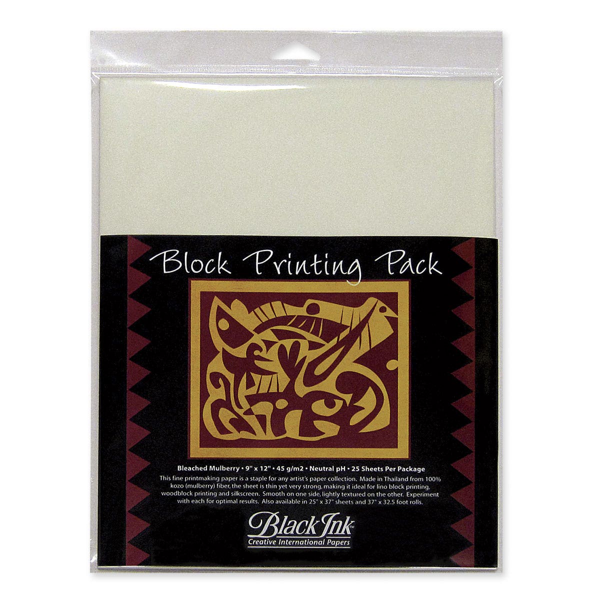 9738113-Mulberry Block Printing Paper - 9 in. x 12 in. - 45 gsm - Bleached Pack