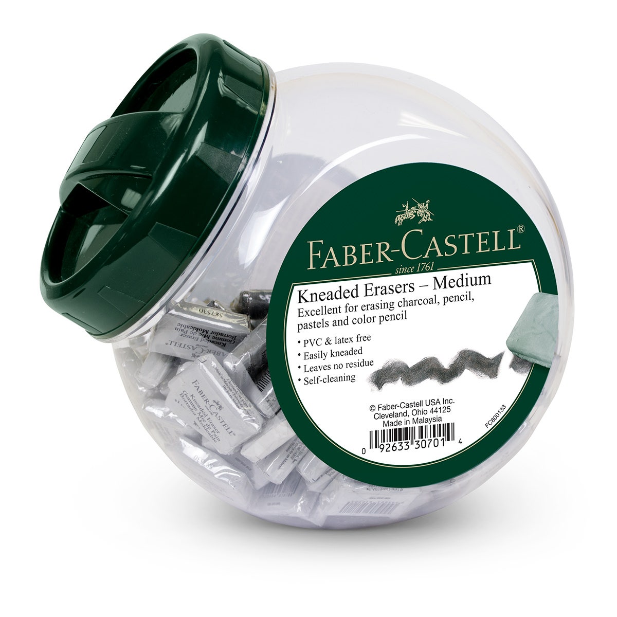 9739263-Faber-Castell® Kneaded Erasers - Fishbowl of 120 Medium Gray Erasers