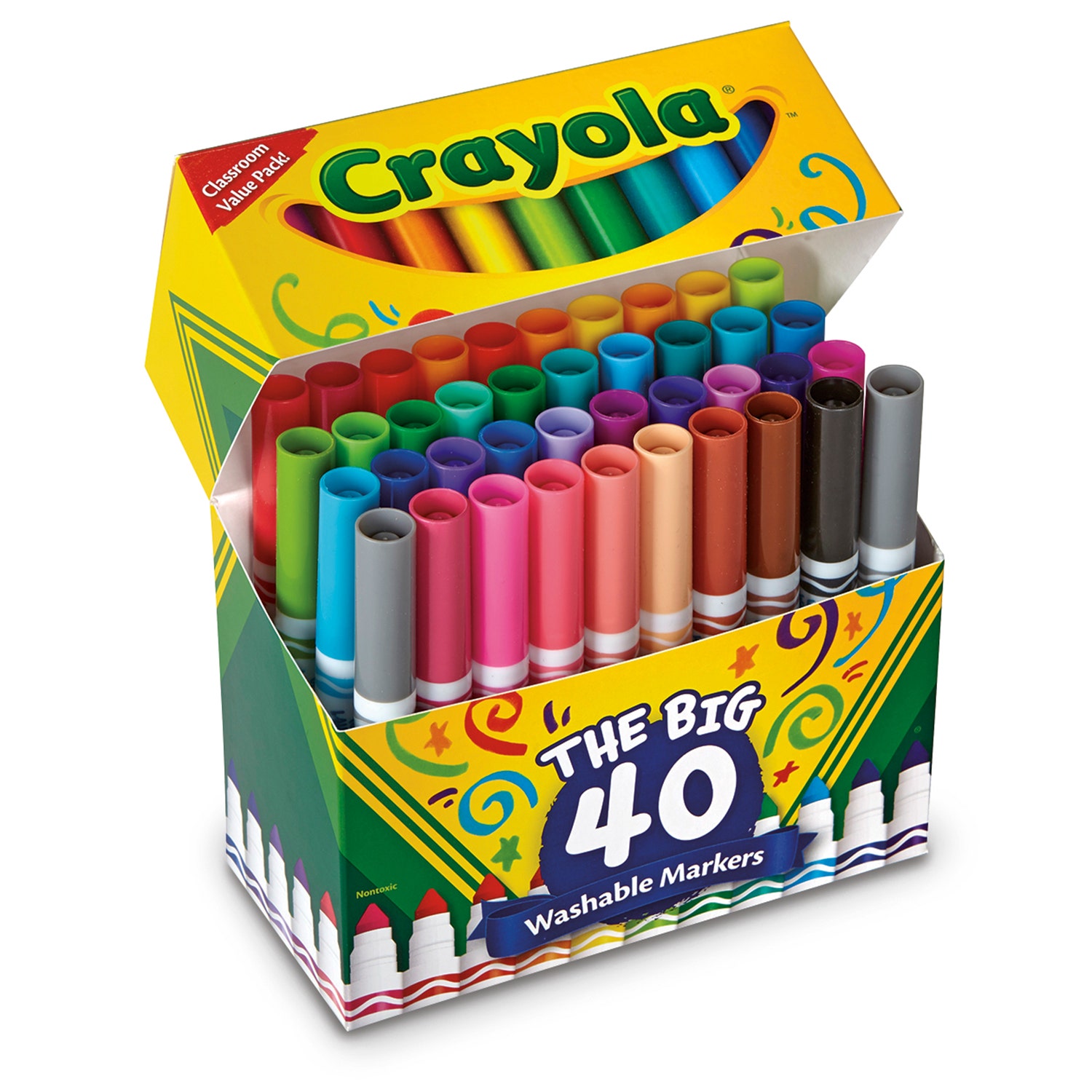 9739519-Crayola® Ultra-Clean Washable® Color Markers - Broad-Line Set of 40