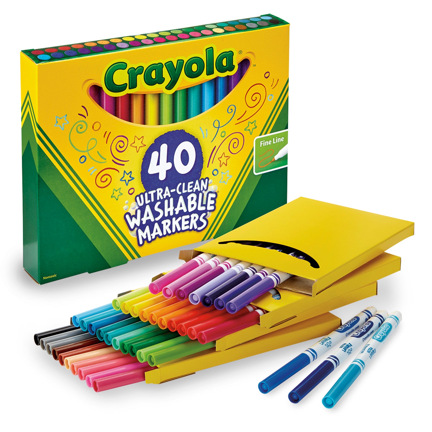 9739520-Crayola® Ultra-Clean Washable® Color Markers - Fine-Line Set of 40