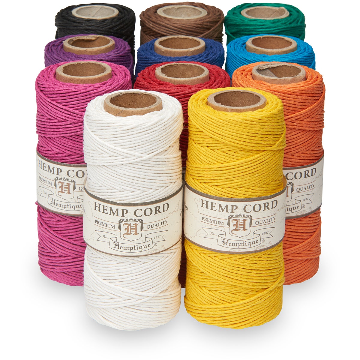 9739666-Hemptique® Hemp Cord Spools - Set of 11 Solid Colors