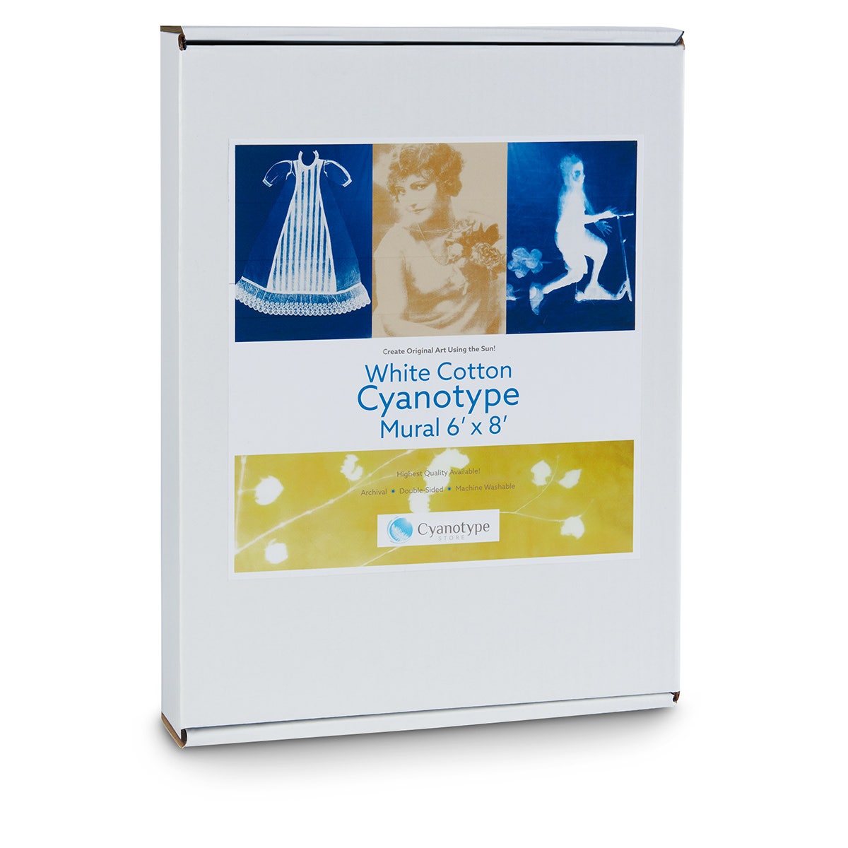 9740584-Cyanotype Cotton Mural - 6 ft. x 8 ft. - White