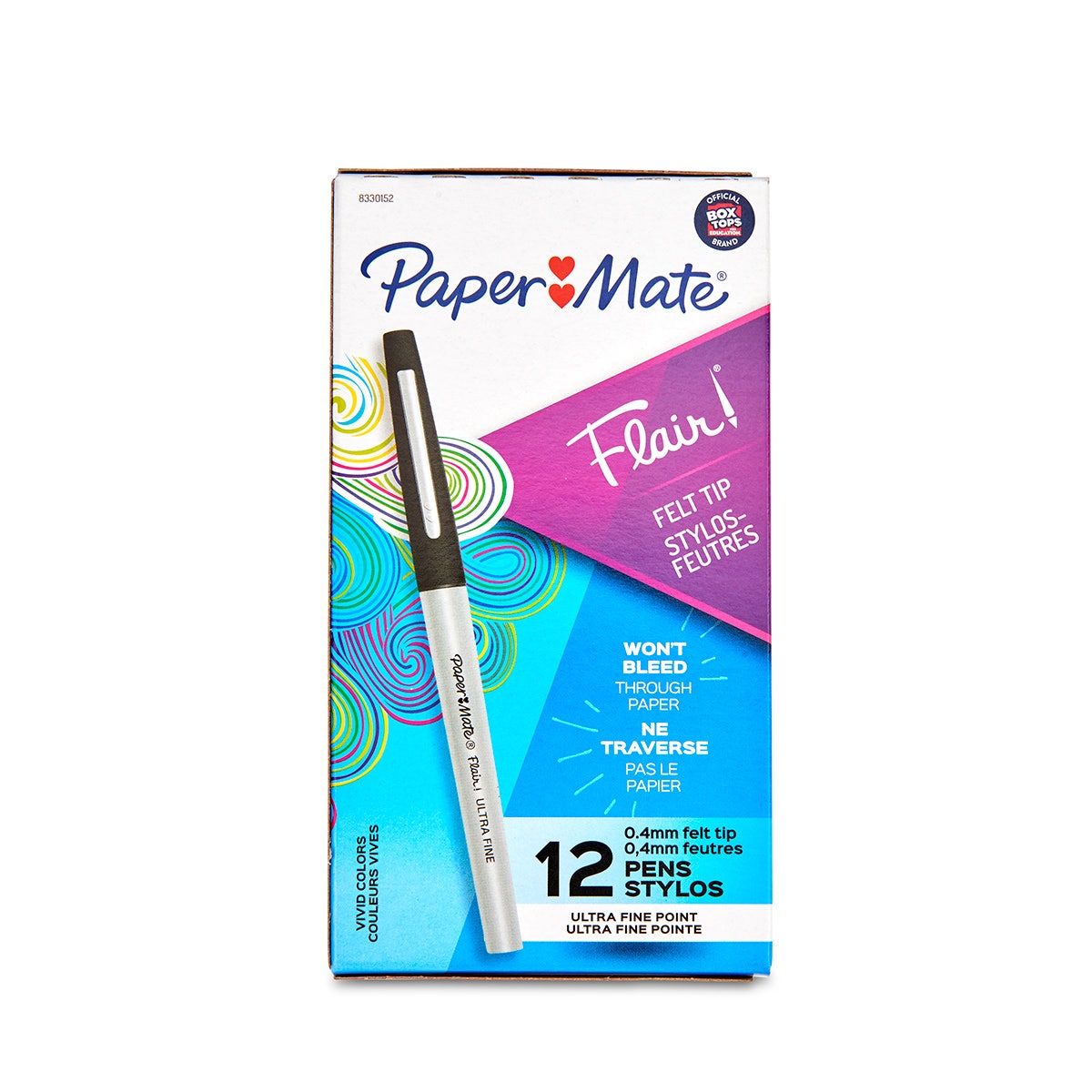 9740692-PaperMate® Flair Pens - Ultra-fine Point (0.3 mm) - Box of 12 Black
