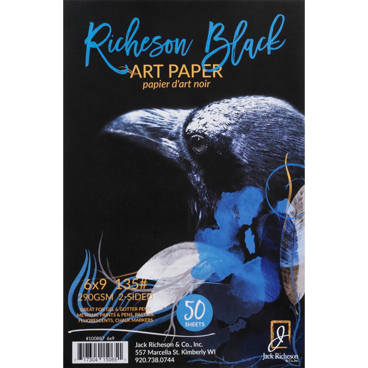9740713-Jack Richeson® Black Art Paper - 6 in. x 9 in. - Pack of 50