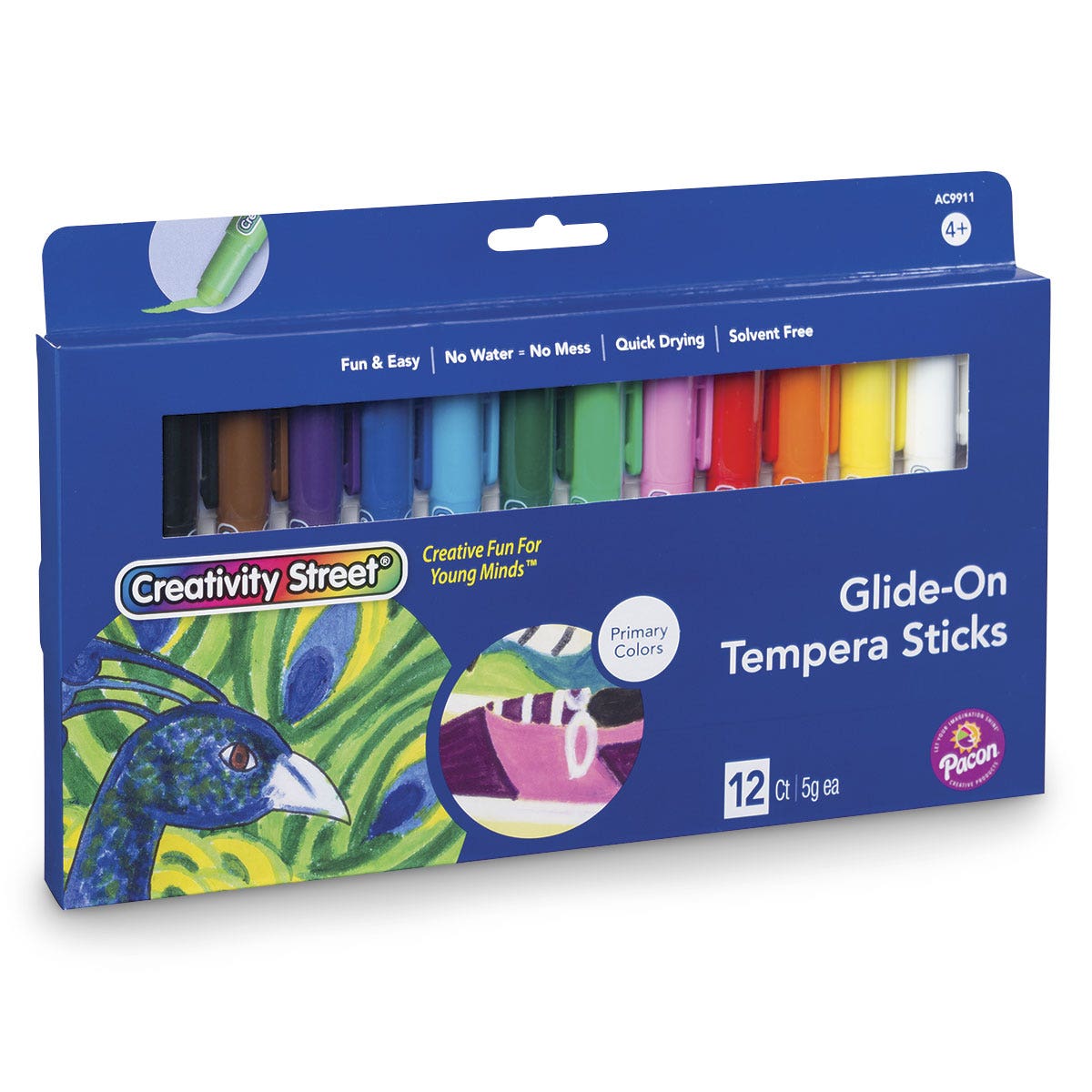 9740975-Creativity Street® Glide-On Tempera Paint Sticks Primary Set of 12