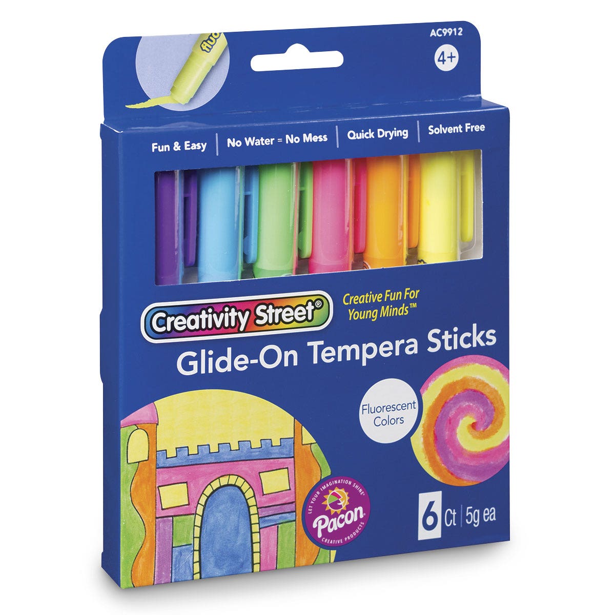 9740976-Creativity Street® Glide-On Tempera Paint Sticks Fluorescent Set of 6
