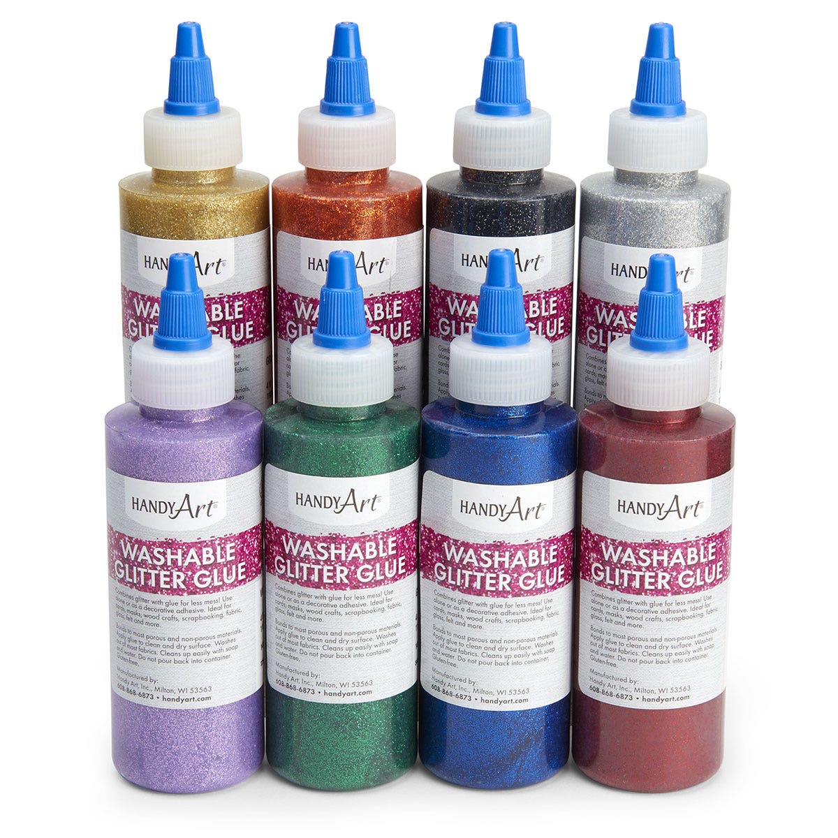 9741021-Handy Art® Washable Glitter Glue - Set of 8 - 4-oz. Bottles