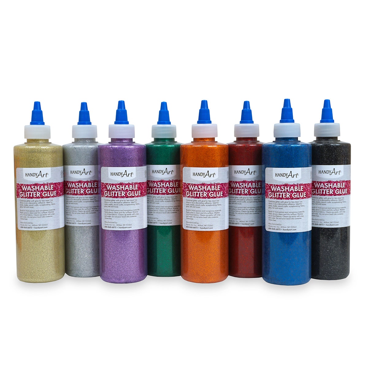 9741022-Handy Art® Washable Glitter Glue - Set of 8 - 8-oz. Bottles