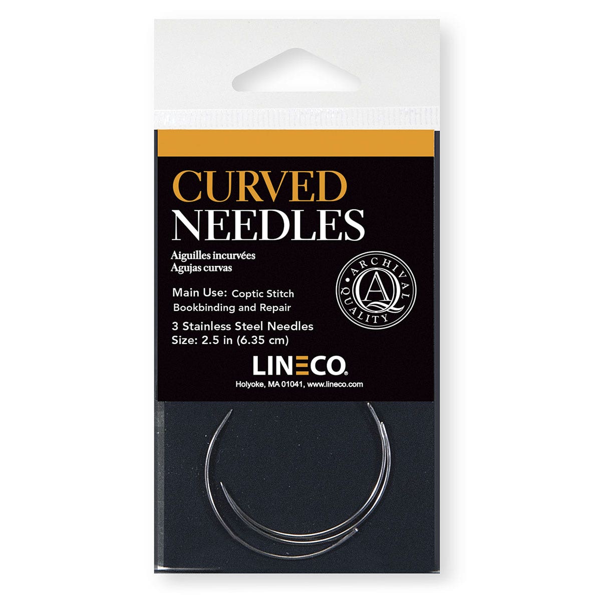 9741370-Lineco® Curved Bookbinder’s Needles - Pkg. of 3 - 1-1/2 in. dia.