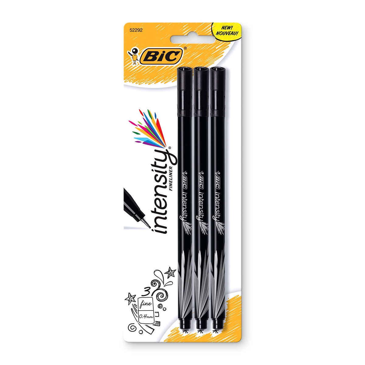 9741800-BIC® Intensity® Fineliner Marker Pens - Pkg. of 3 Black