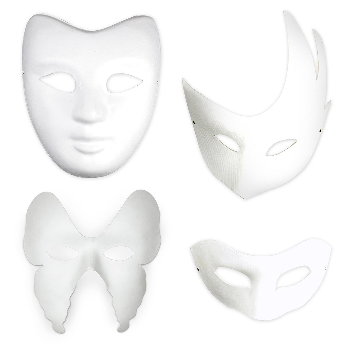 9741983-White Paper Masks Complete Set