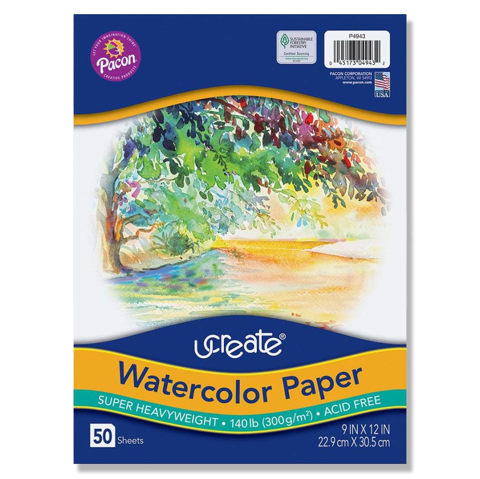 X00009741997-Pacon Ucreate® Watercolor Paper - 50 Sheets - 140 lb.