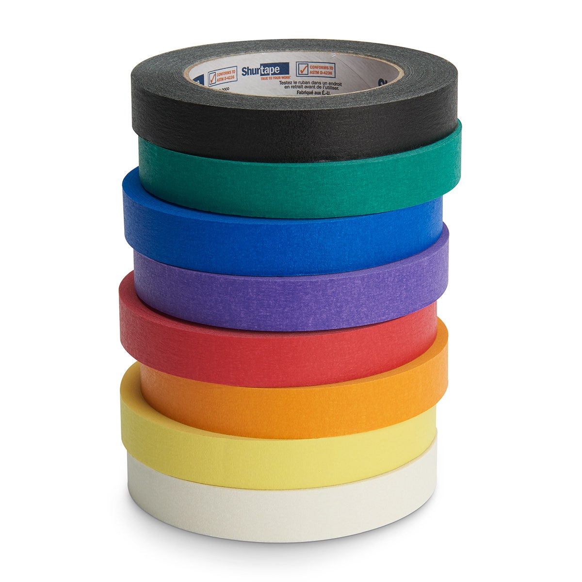 9742219-Colored Masking Tape - 3/4 in. x 60 yd. Rolls - Set of 8 - Assorted Colors