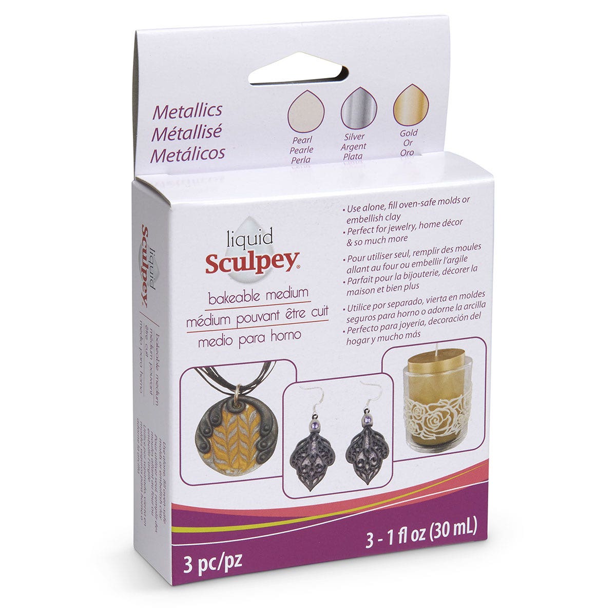 9742281-Liquid Sculpey® Bakeable Medium - Metallics 3-Pack