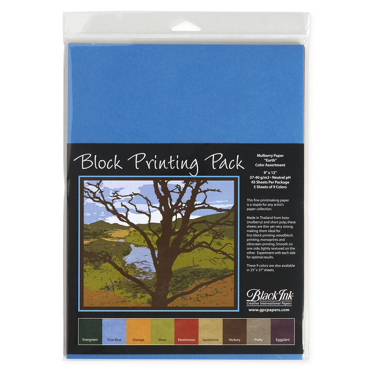 9742533-Black Ink™ Block Printing Mulberry Paper - 45 Sheets