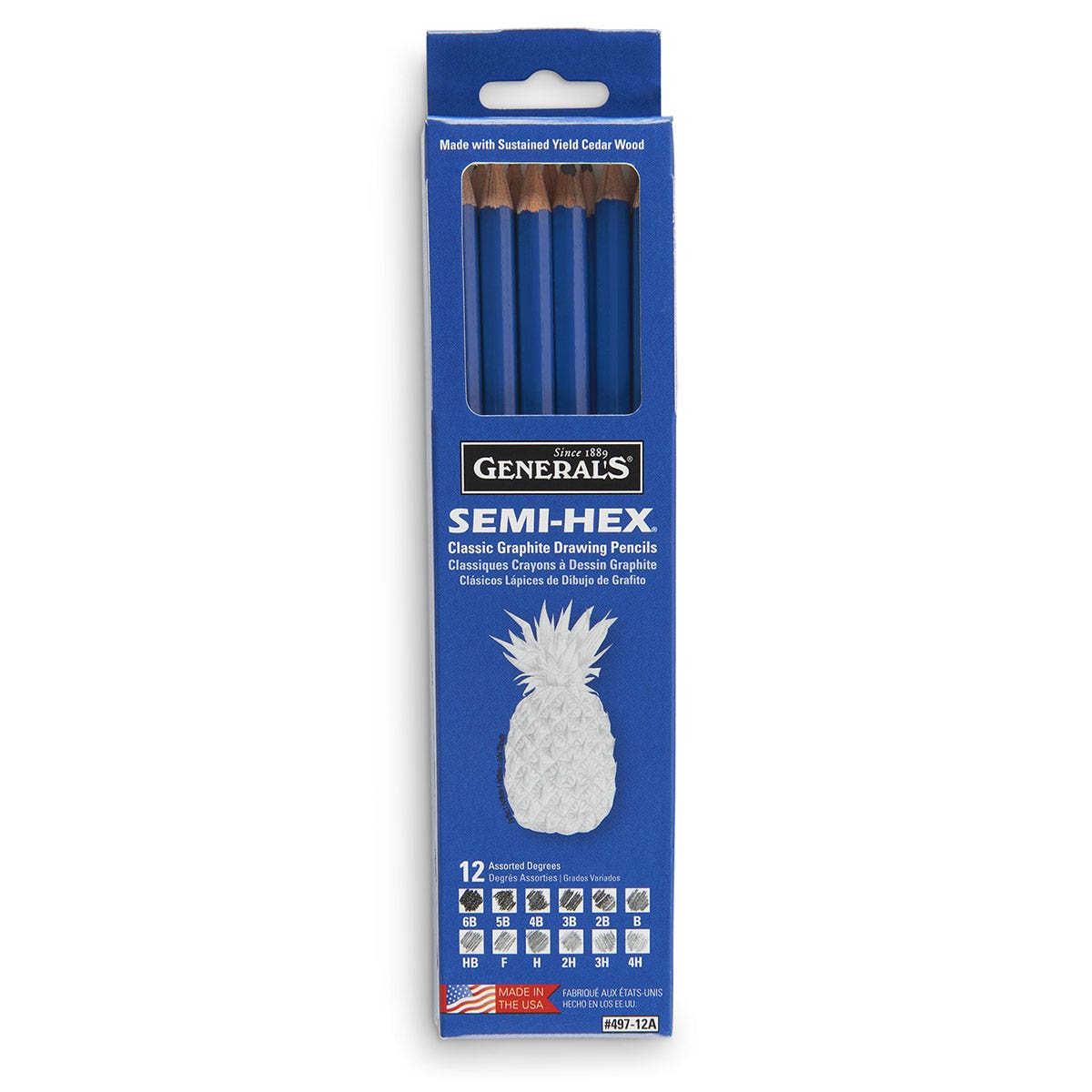 9742595-General's® Semi-Hex® Drawing Pencils - Box of 12