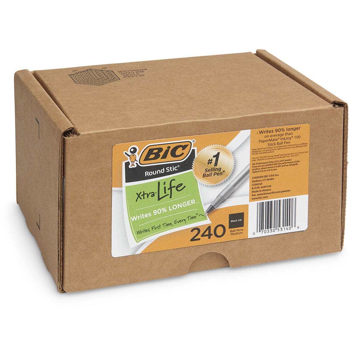 9742645-BIC® Round Stic® Xtra-Life Ball Pen Xtra-Value Bulk Pack - Black