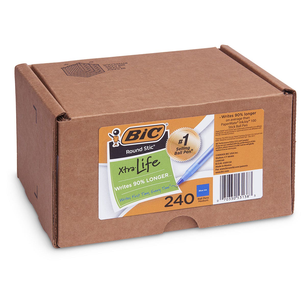 9742646-BIC® Round Stic® Xtra-Life Ball Pen Xtra-Value Bulk Pack - Blue