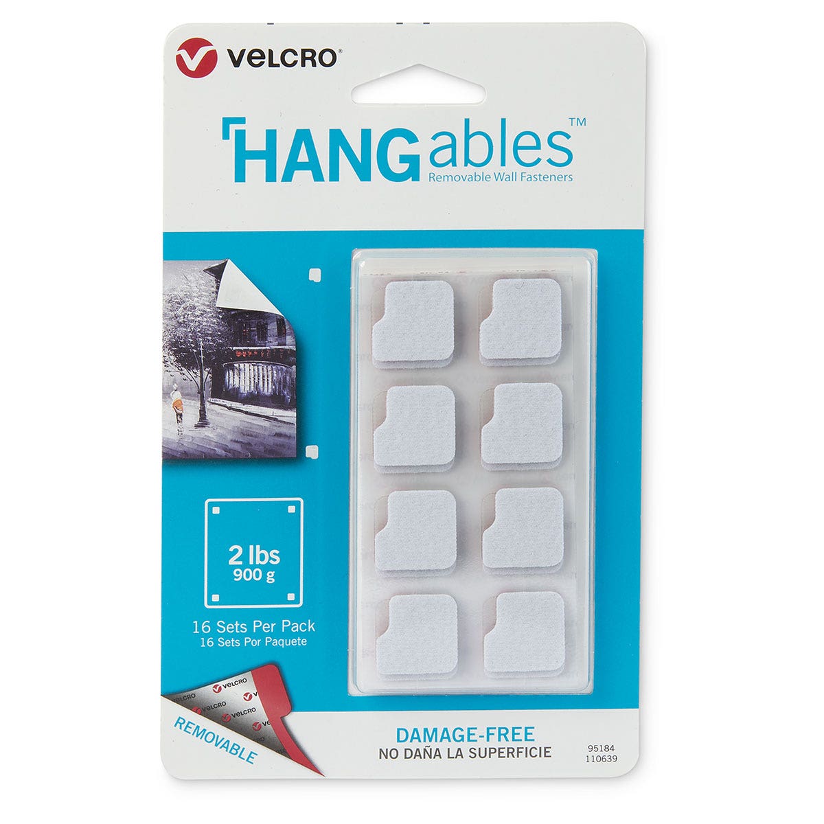 9742684-VELCRO® HANGables™ Removable Wall Fasteners - 3/4 in. Squares