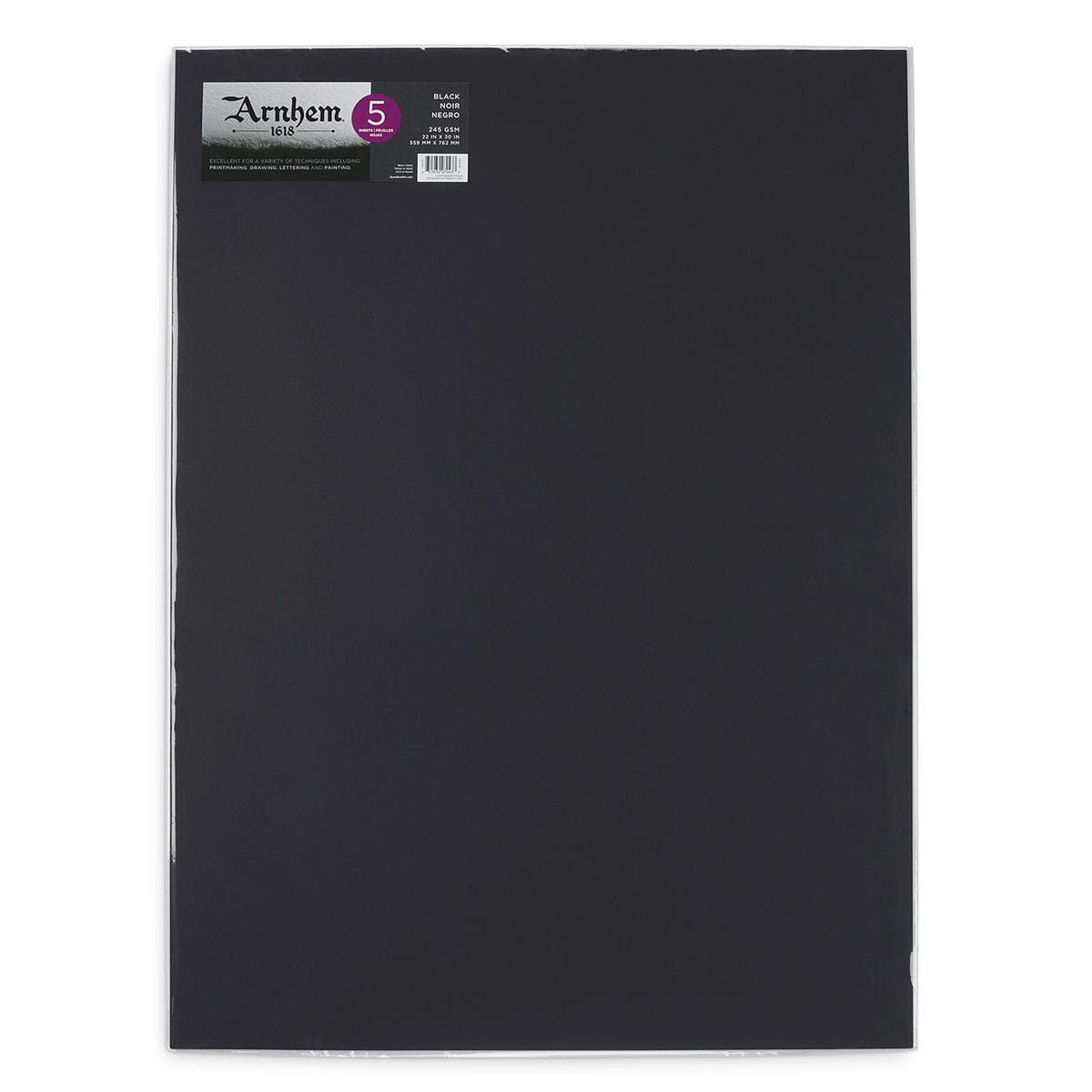 9742761-Arnhem 1618™ Printmaking Paper 22 in. x 30 in. - 5 Sheets - Black