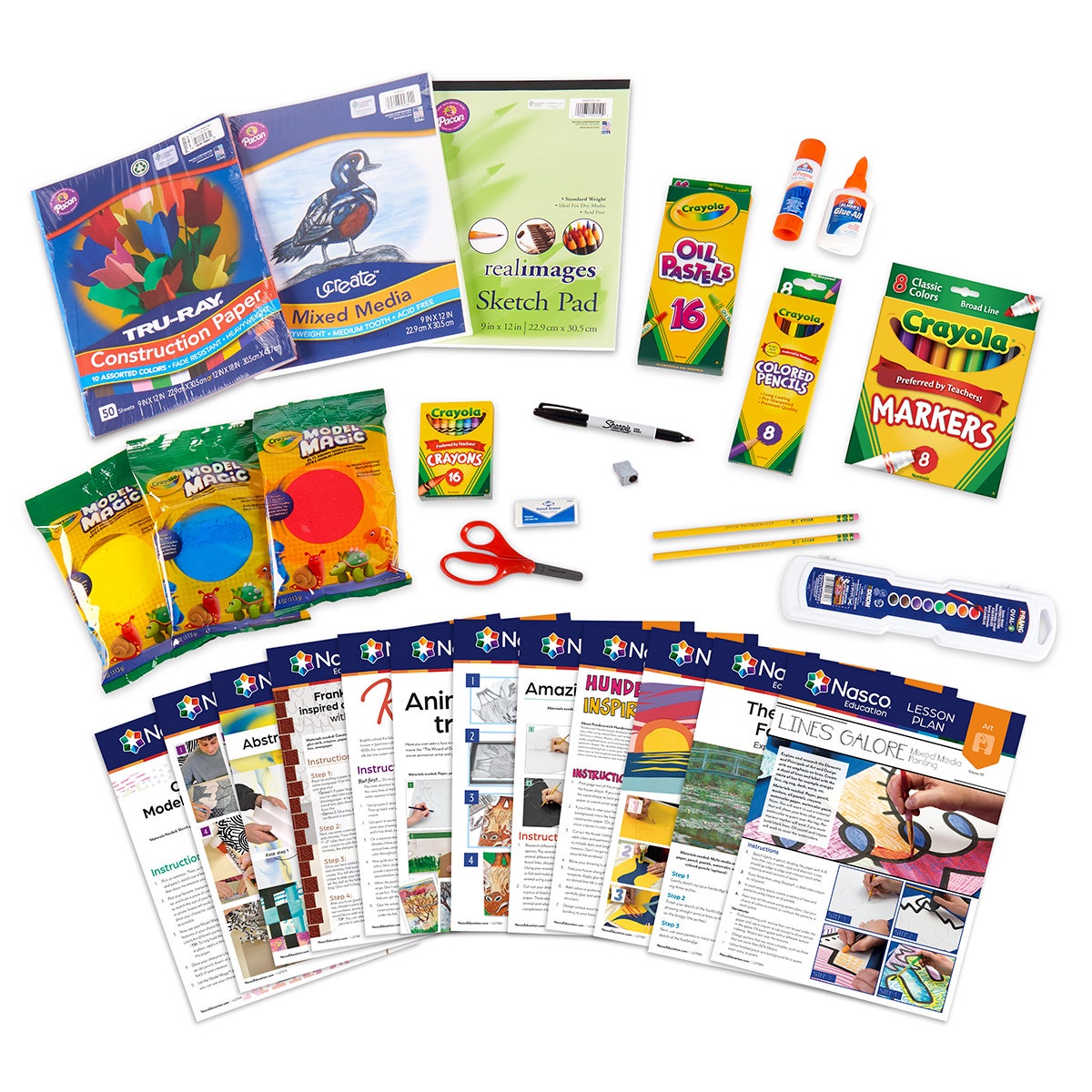9742833-Nasco Elementary Student Art Kit with 12 Project Guides