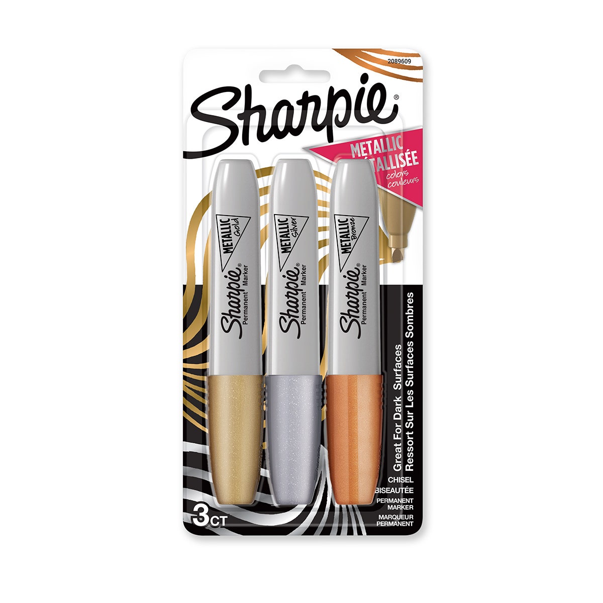 9742891-Sharpie® Metallic Chisel-Tip Markers, Pack of 3