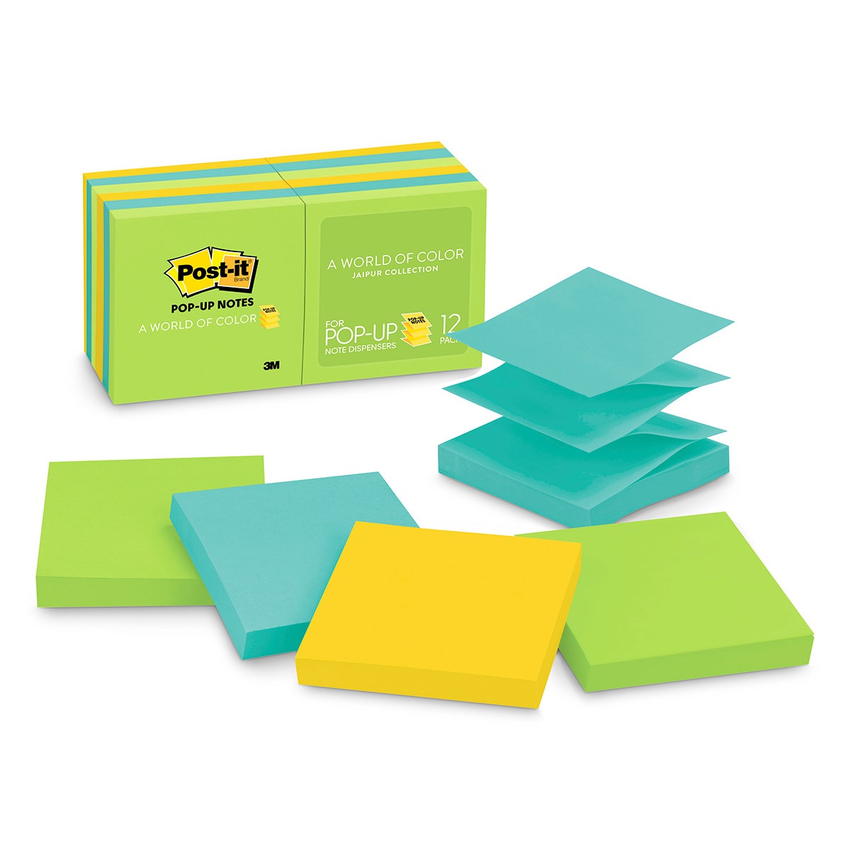 BE01170-Post-It® Pop-Up Notes - 3 in. x 3 in. - Pack of 12 - Jaipur Collection