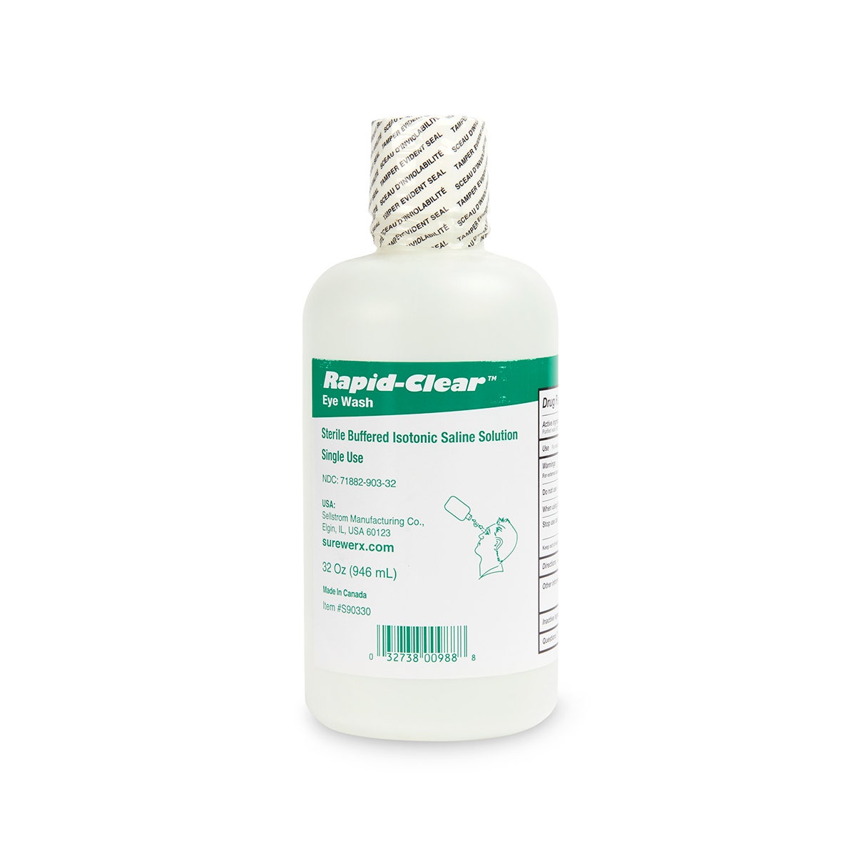 NE30361-Rapid-Clear™ Eyewash Refill Bottle - 32 oz. 