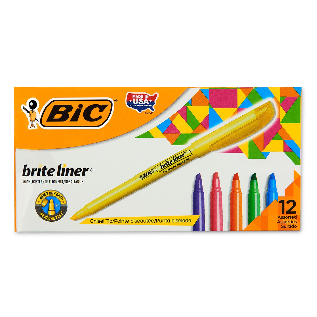 BE01101-BIC® Brite Liner® Highlighters - Box of 12 - Assorted Colors