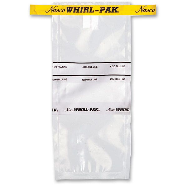 B01062-Whirl-Pak® Write-On Bags - 4 oz. (118 ml) - Box of 500 - Yellow Tape