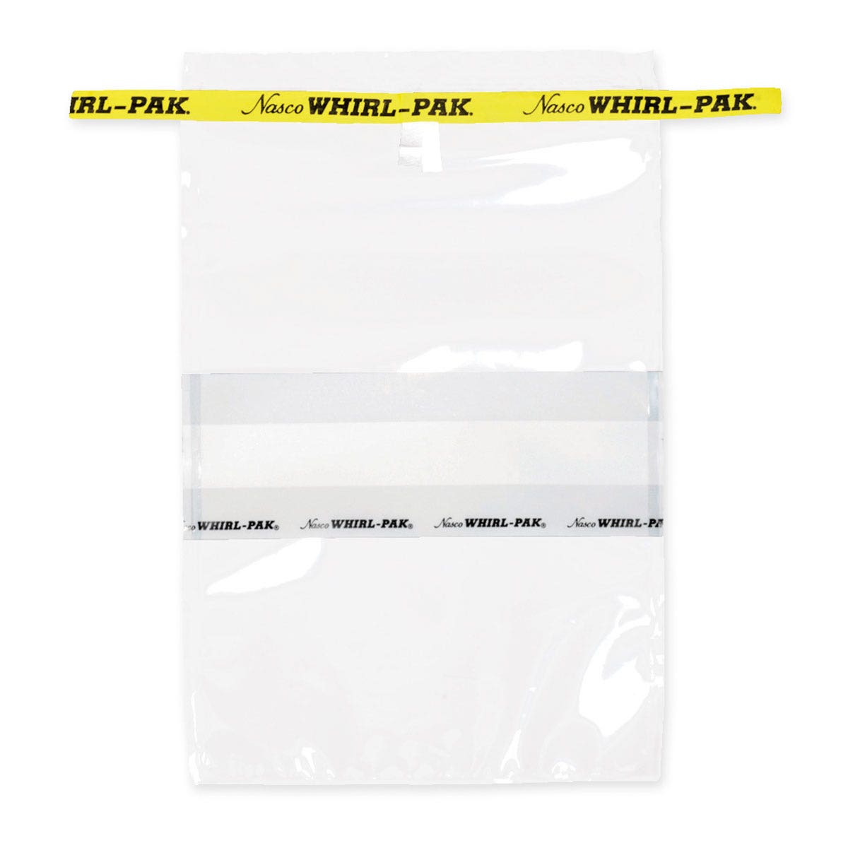 B01297-Whirl-Pak® Write-On Bags - 24 oz. (710 ml) - Box of 500 - Yellow Tape