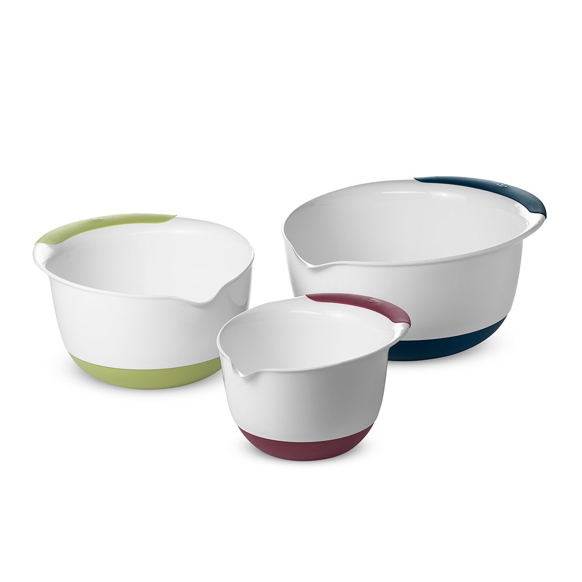 OXO Good Grips 3- Piece Plastic Mixing Bowl Set, 2500 ml,White/Black