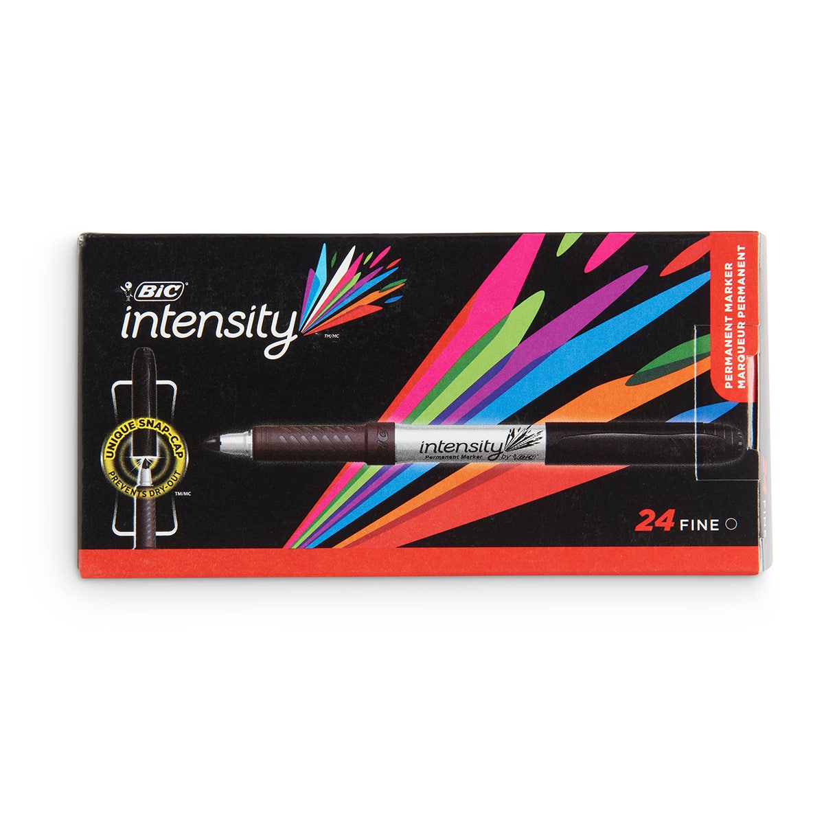 BE01106-BIC® Intensity® Permanent Markers - Box of 24 - Black - Fine Point
