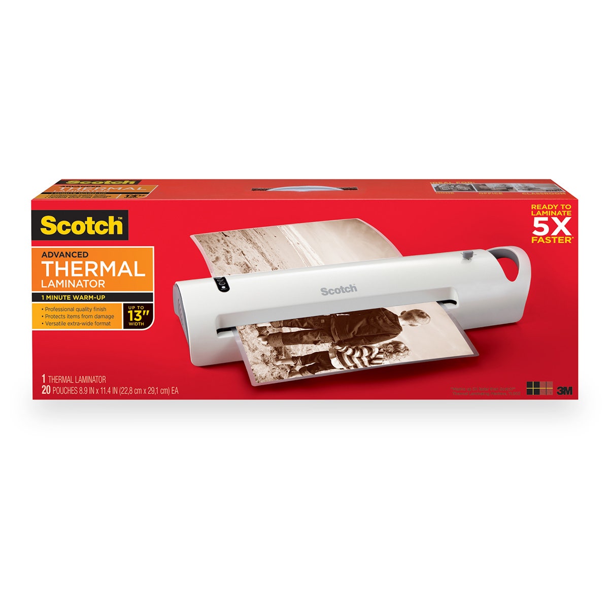 BE01179-Scotch® Thermal Laminator - Laminates Up To 13 in. Documents - 19-1/2 in. x 6 in. x 3 in.