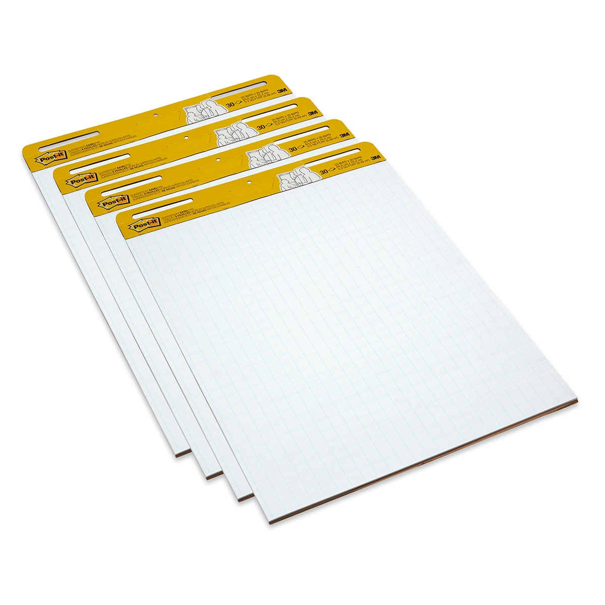 BE01198-Post-It® Easel Pad - 25 in. x 30 in. - 30 Sheets - White With Blue Grid - Pack of 4