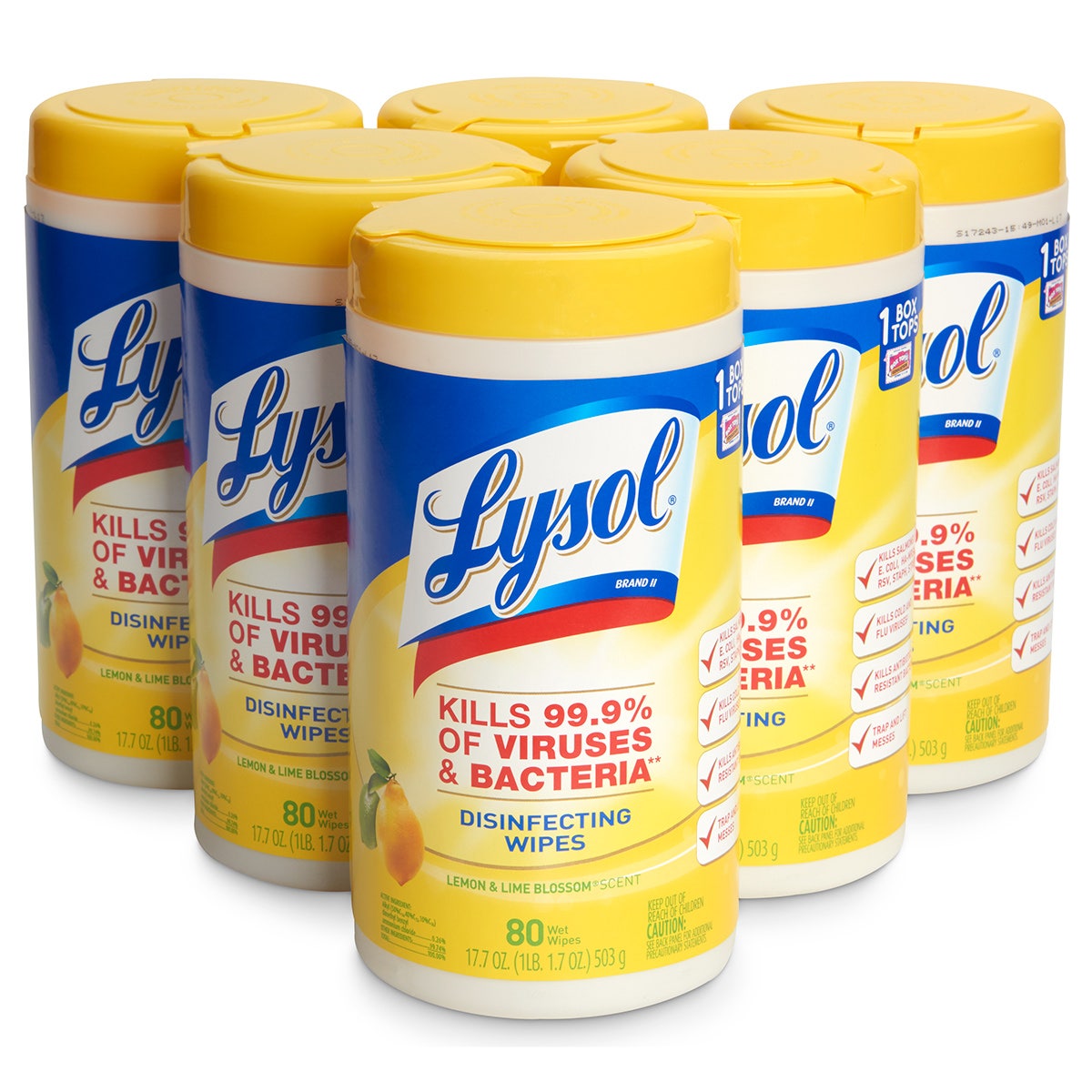 BE01340-Lysol® Disinfecting Wipes - Lemon/Lime Blossom - 80 Ct. - Case of 6
