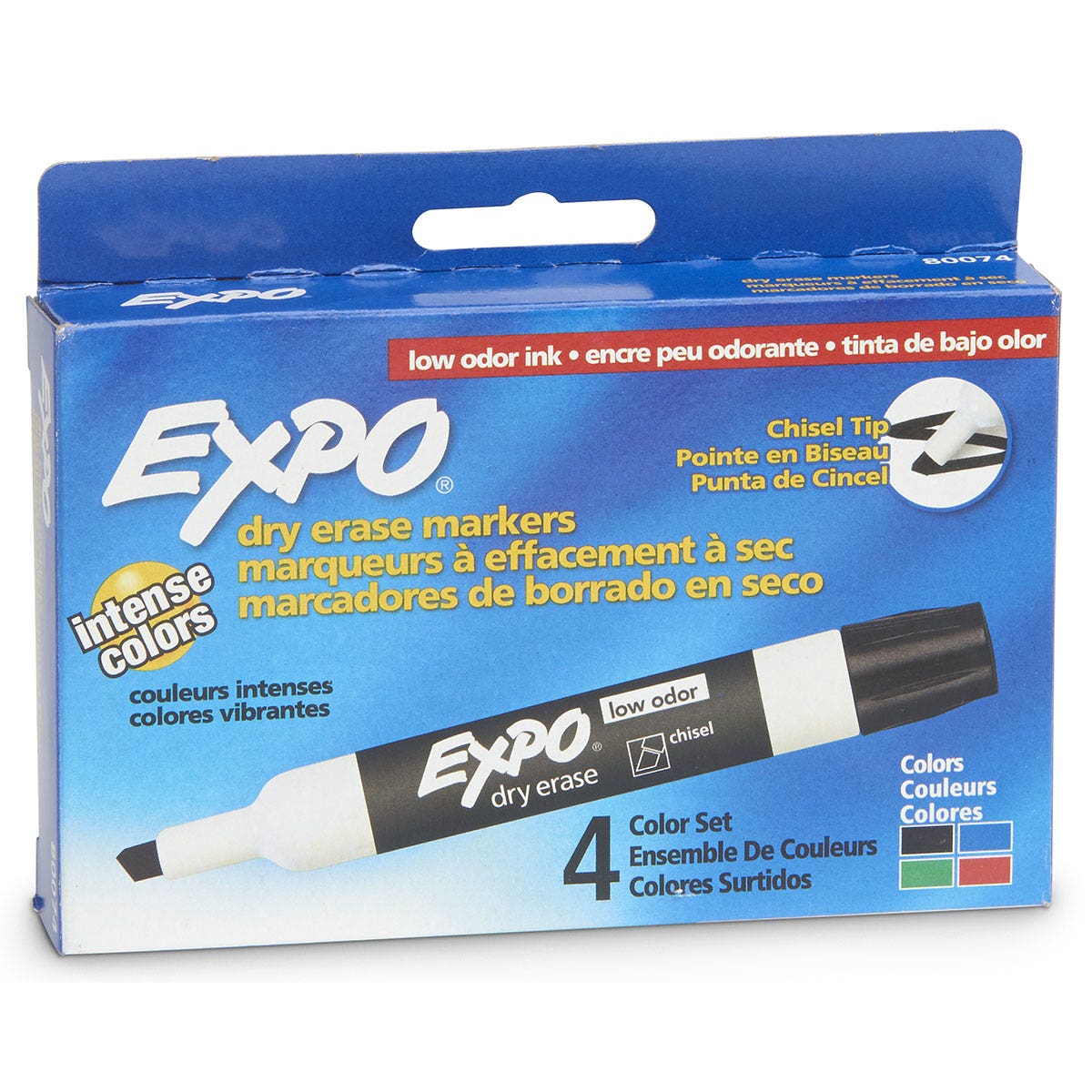 BE01635-EXPO® Low-Odor Dry-Erase Markers - Chisel Tip - Set of 4