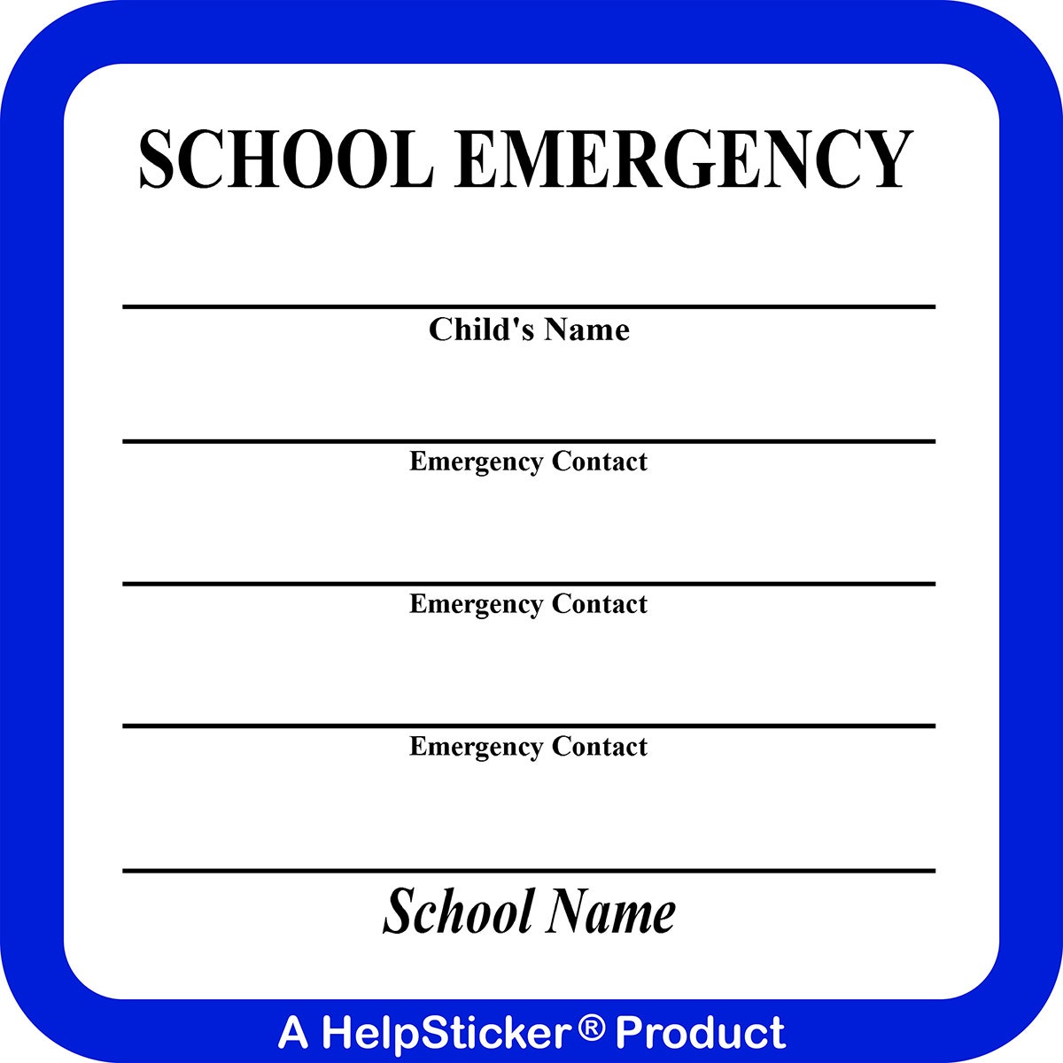 BE01667-HelpSticker® - School Emergency Sticker - Pack of 250